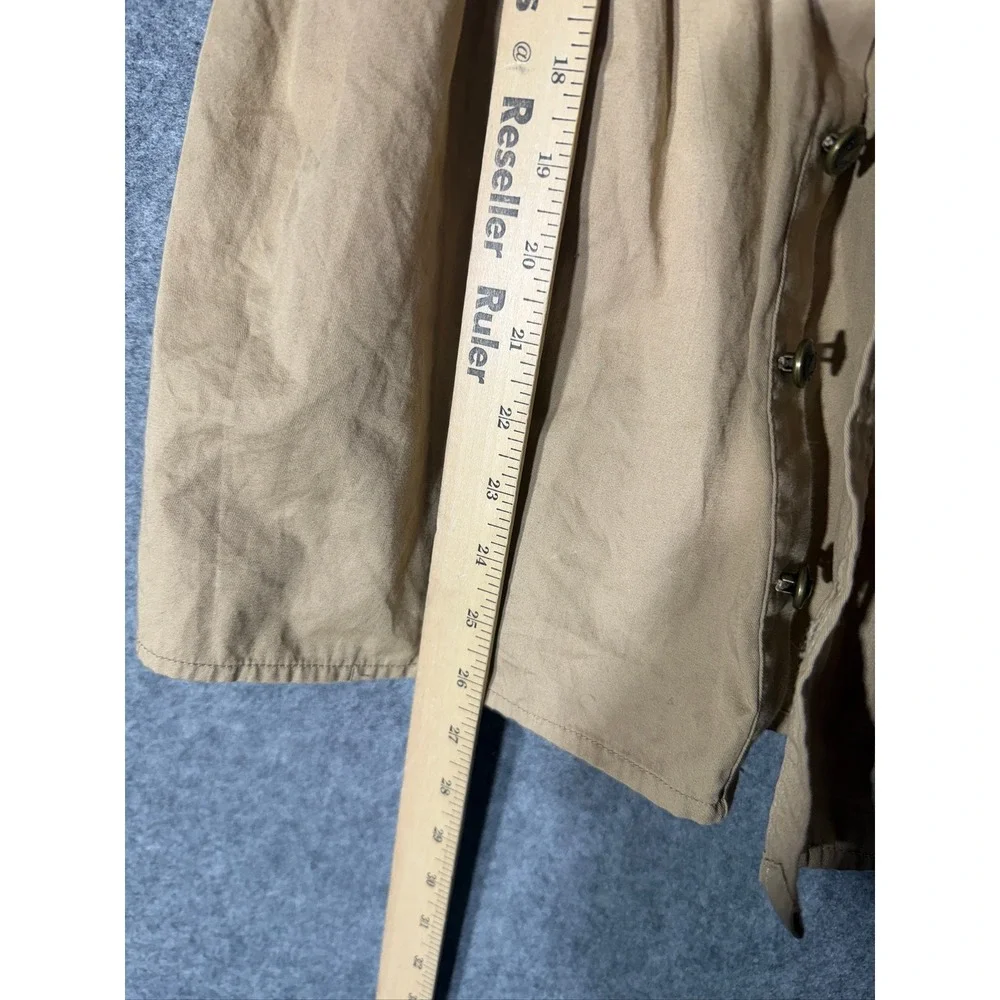 Ralph Lauren Kids Tan Cotton Roll Tab Sleeve Button Front Shirt Dress Size 8